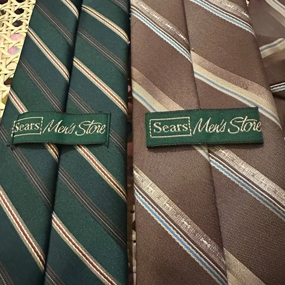 Vintage Sears Men’s Store REPP Ties‎ Lot of 2 Regimental Striped Textured Ties